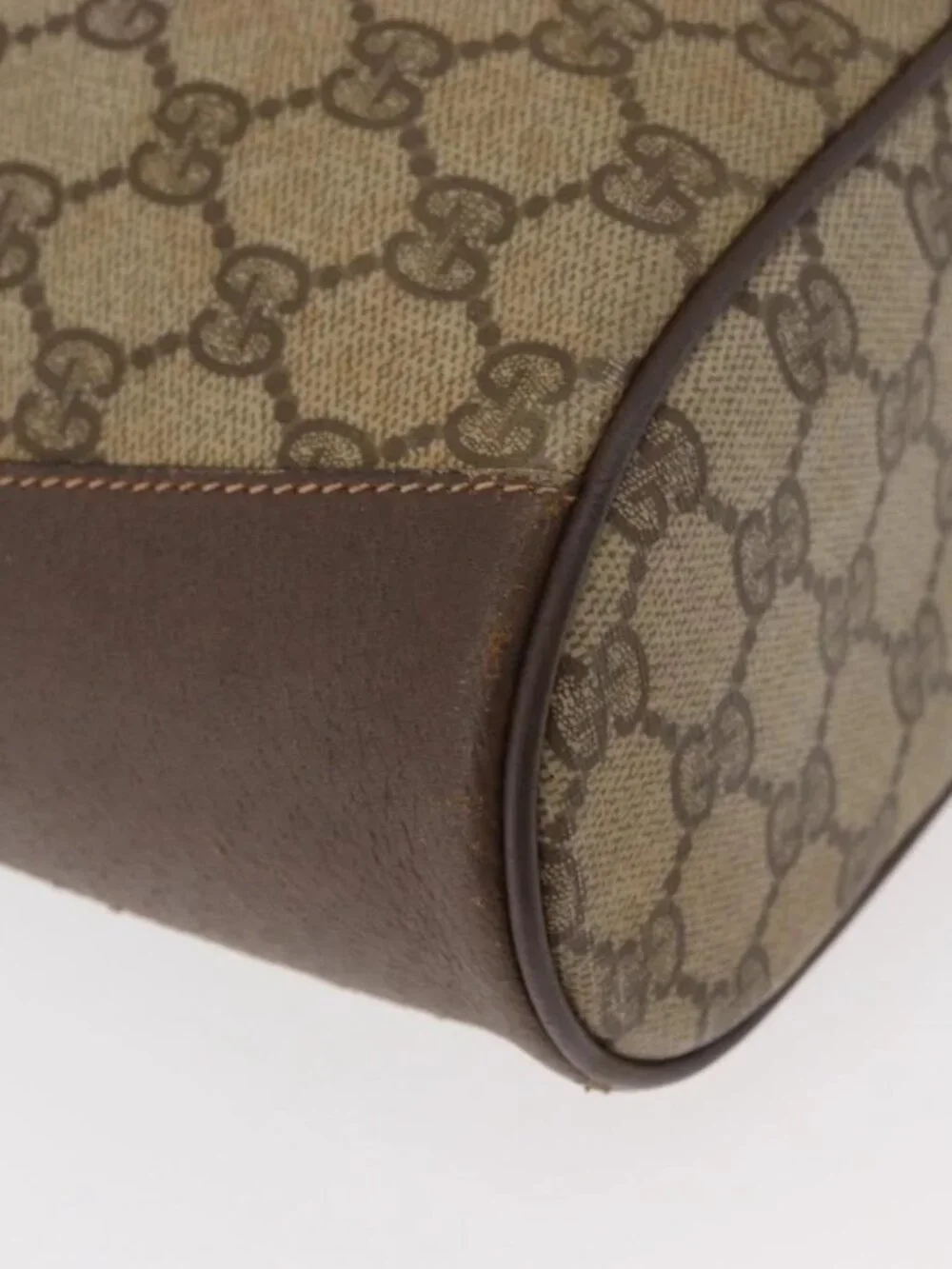 GUCCI GG Supreme Web Sherry Line Bag PVC Beige Gold 164 02 034 Auth